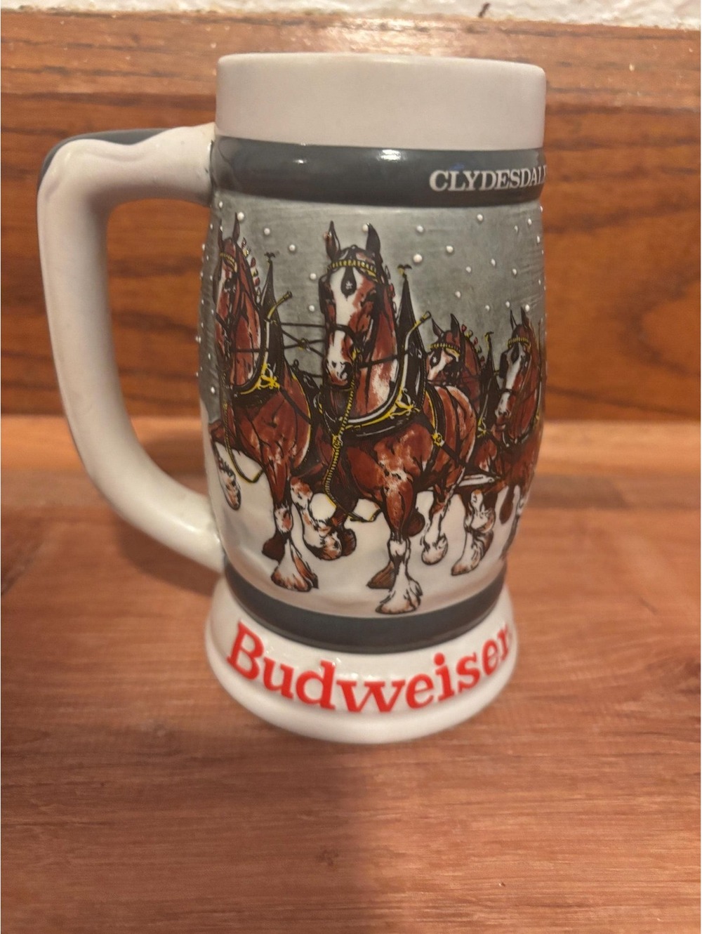Budweiser Holiday Clydesdales 50th Anniversary Beer Stein EUC